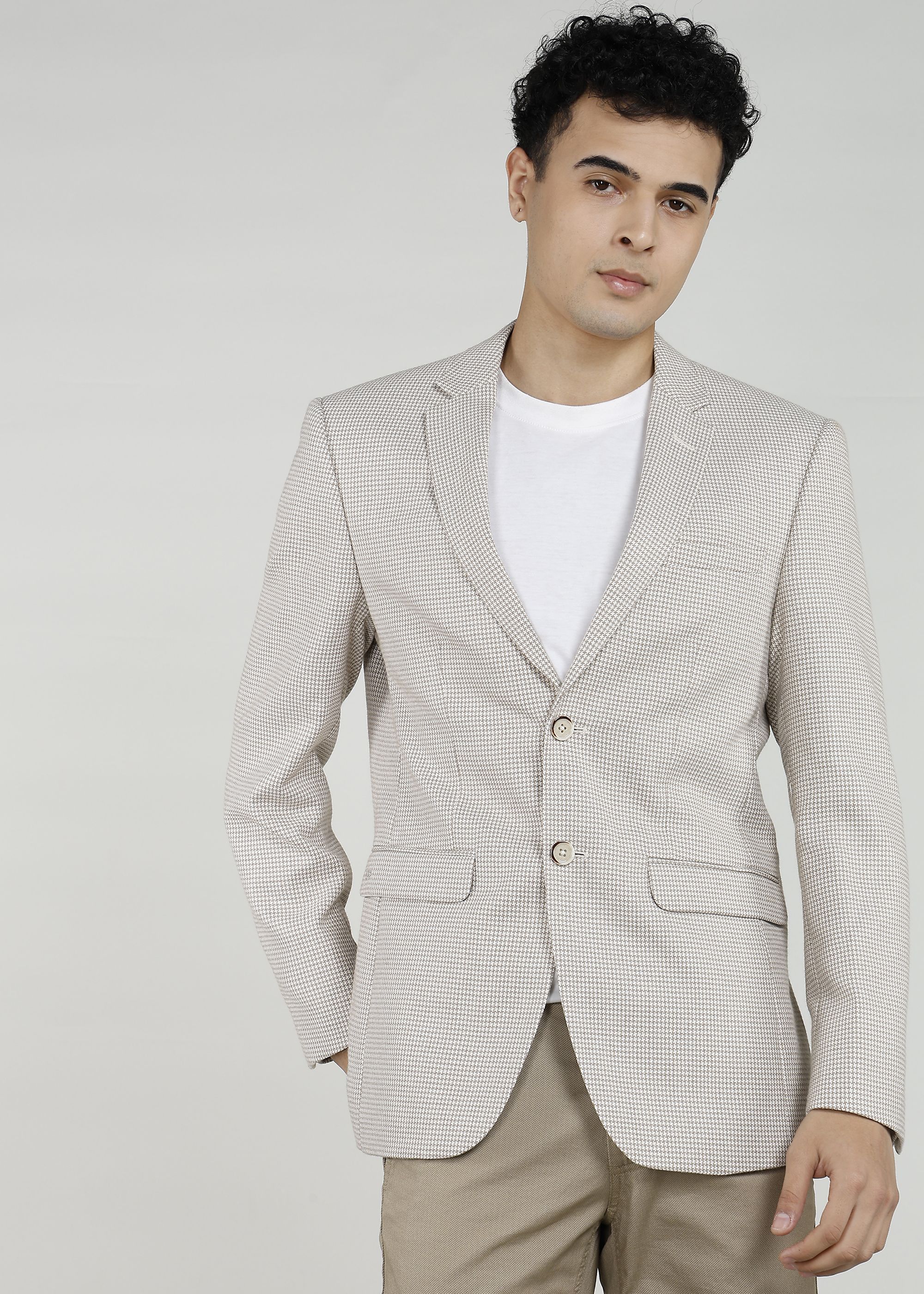 peter england Men Houndstooth Single Breasted Casual Blazer-picture-34