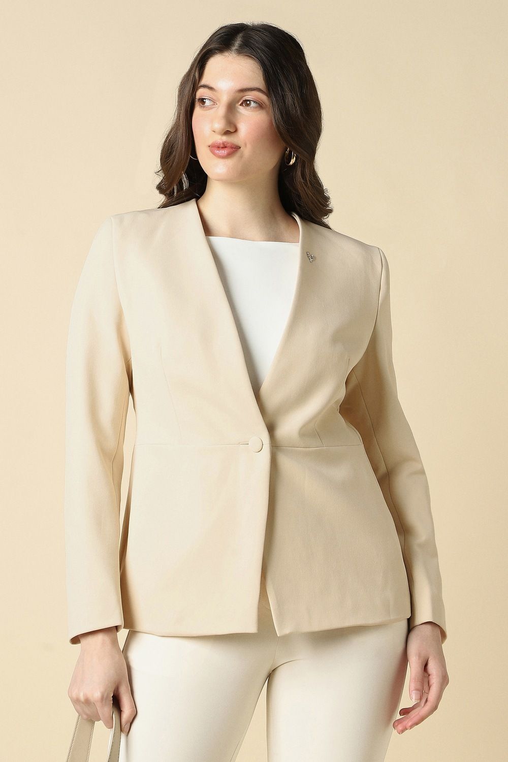 allen solly Women Solid Single Breasted Formal Blazer-picture-34