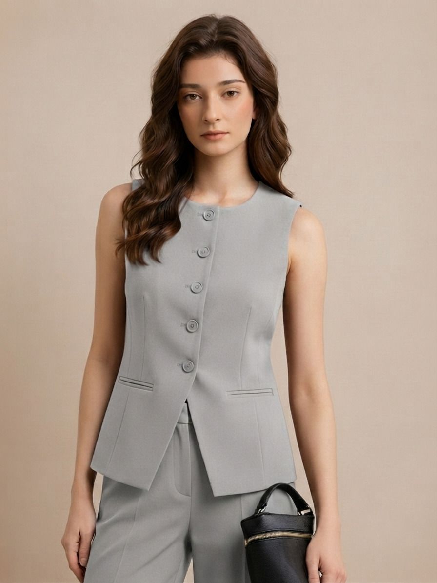 kotty Women Solid Mandarin Casual Blazer-picture-18