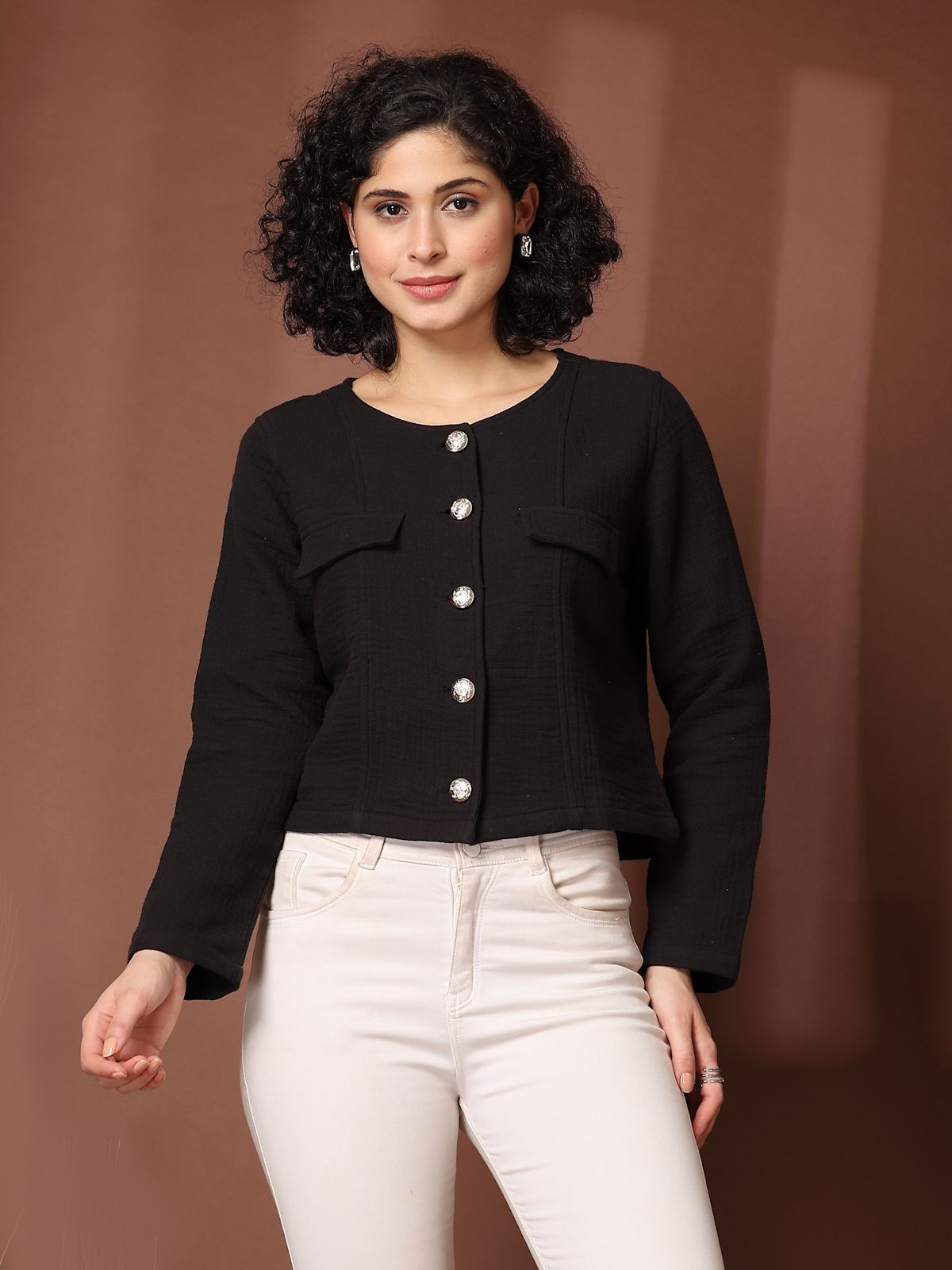 pluss Women Solid Single Breasted Casual Blazer-picture-14