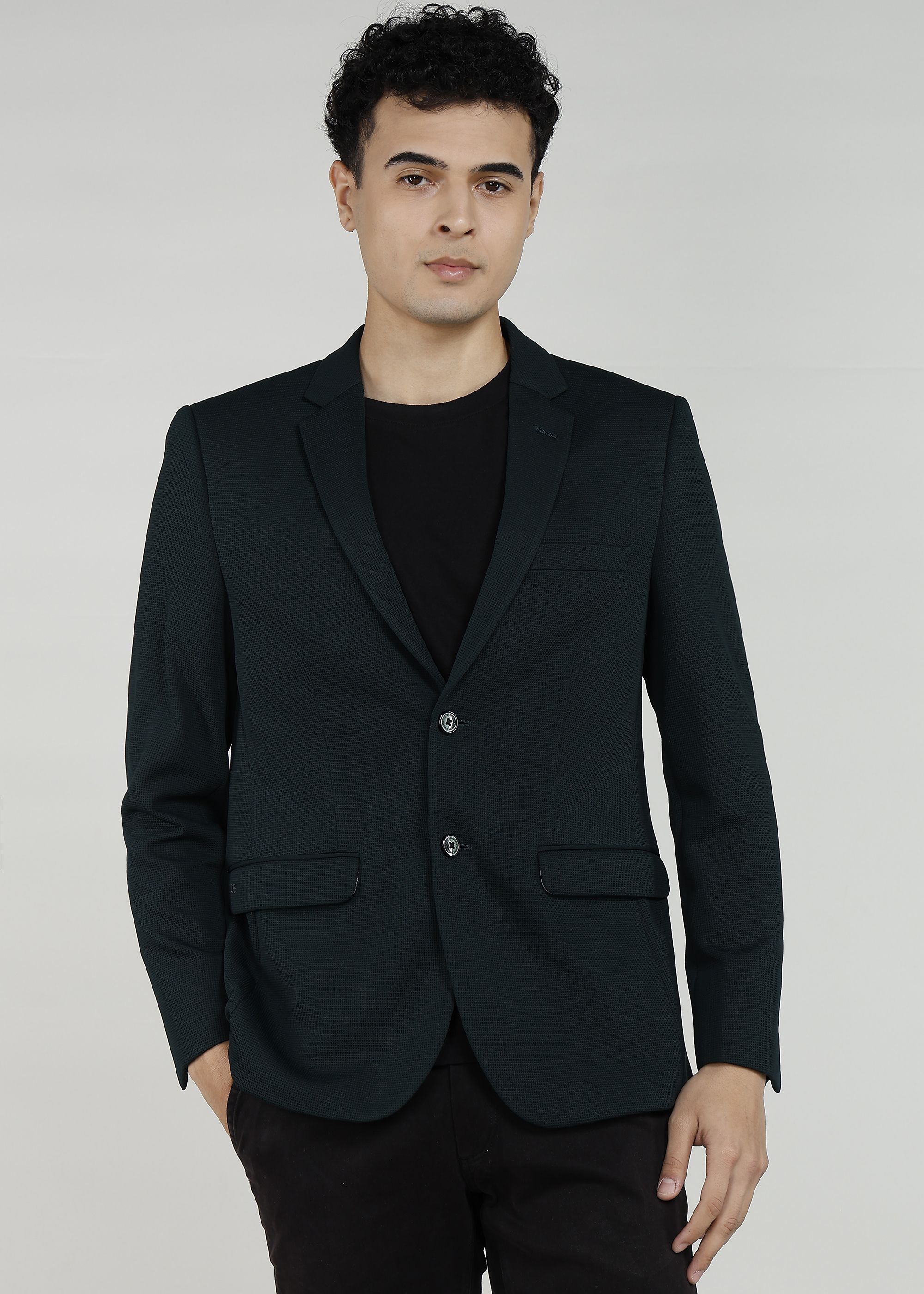 peter england Men Self Design Single Breasted Casual Blazer-picture-11