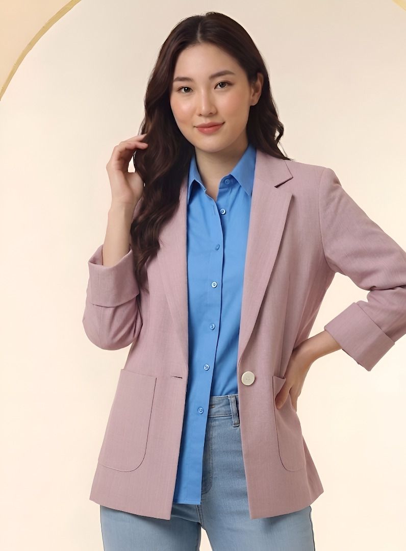 Women Solid Single Breasted Casual Blazer-image-46