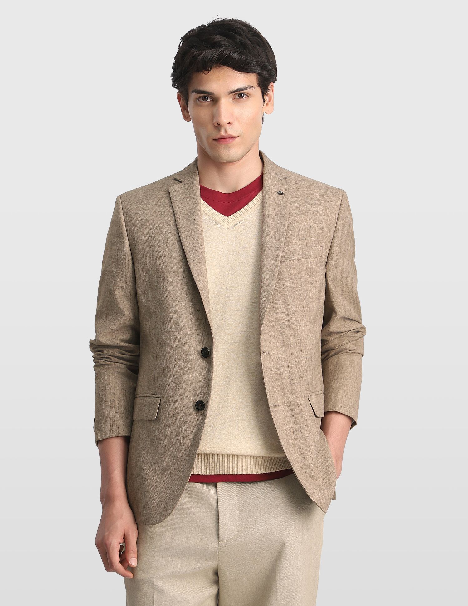arrow Men Self Design Single Breasted Formal Blazer-picture-11