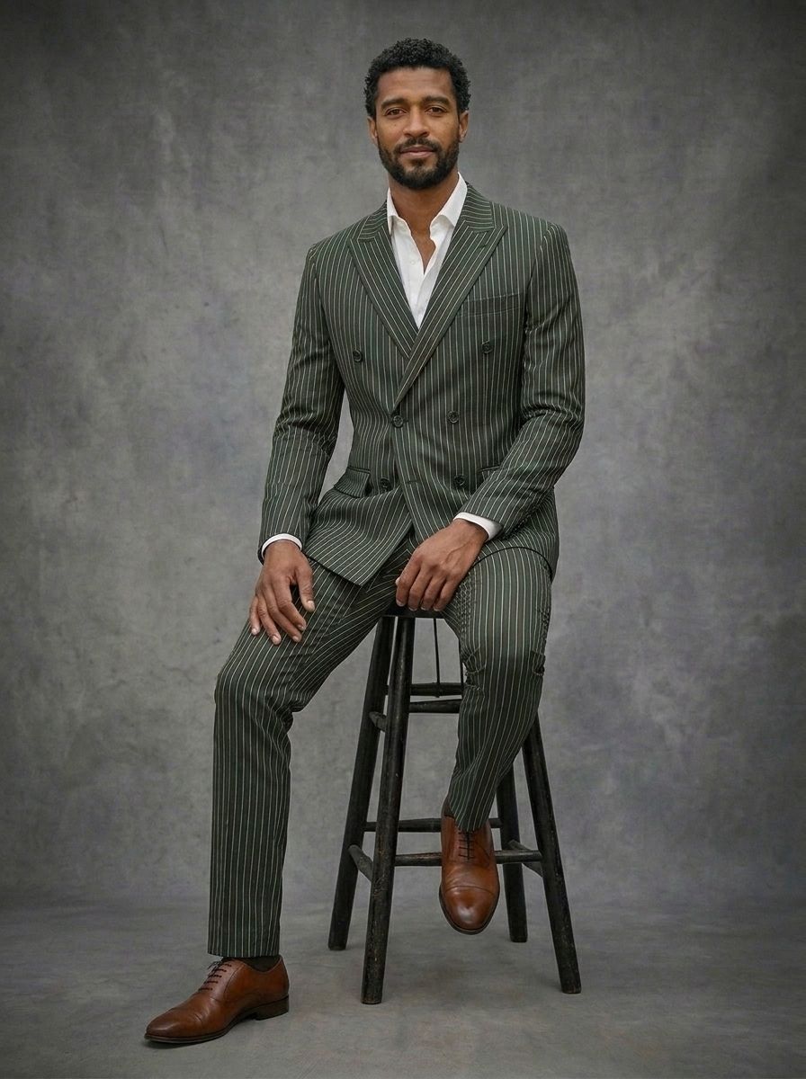 club ak Men Double Breasted Striped Suit-picture-16