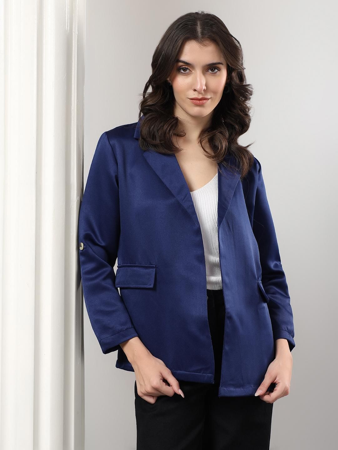 kotty Women Solid Mandarin Casual Blazer-picture-31