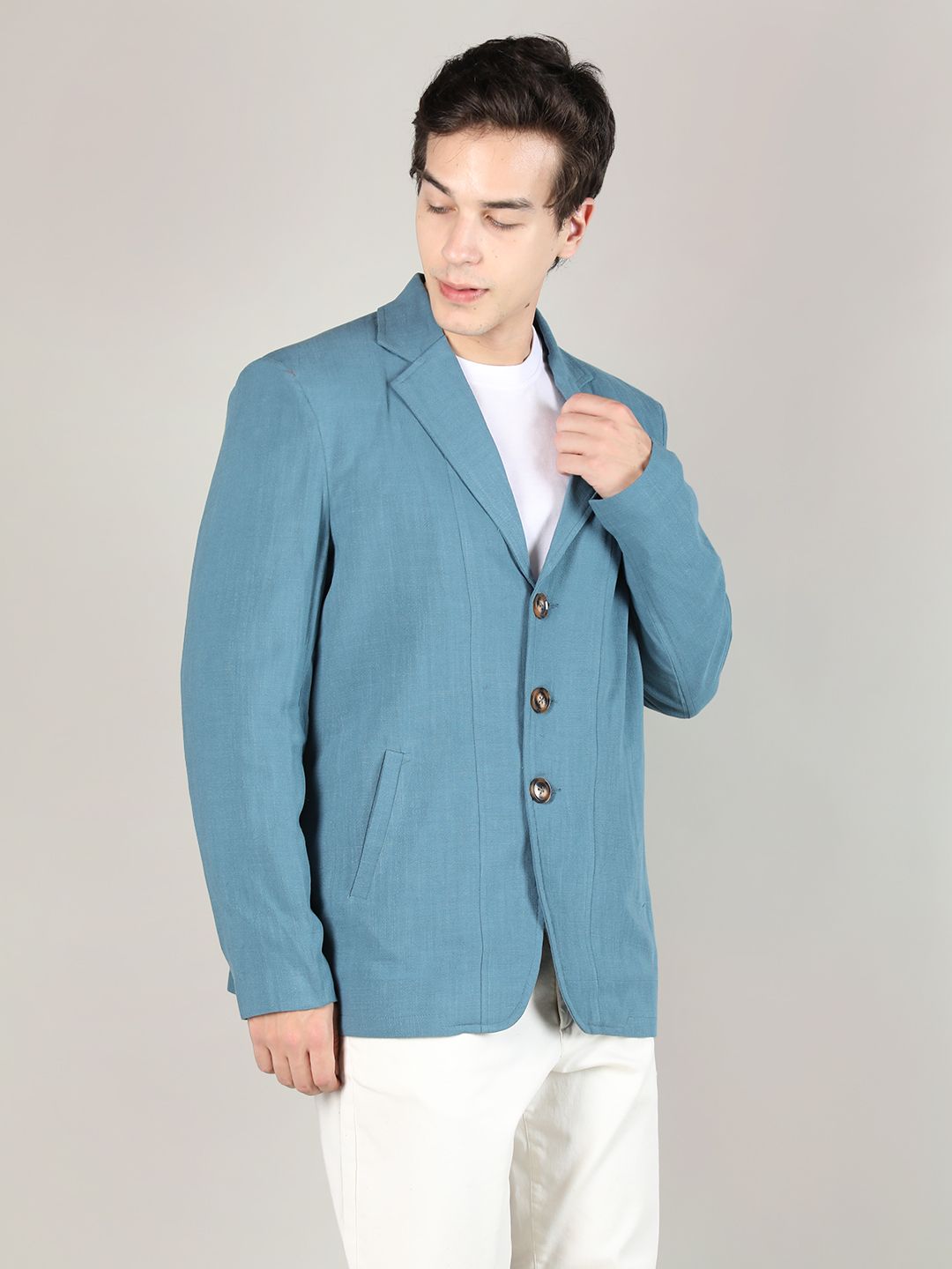 chkokko Tweed Solid Coat For Men-picture-26