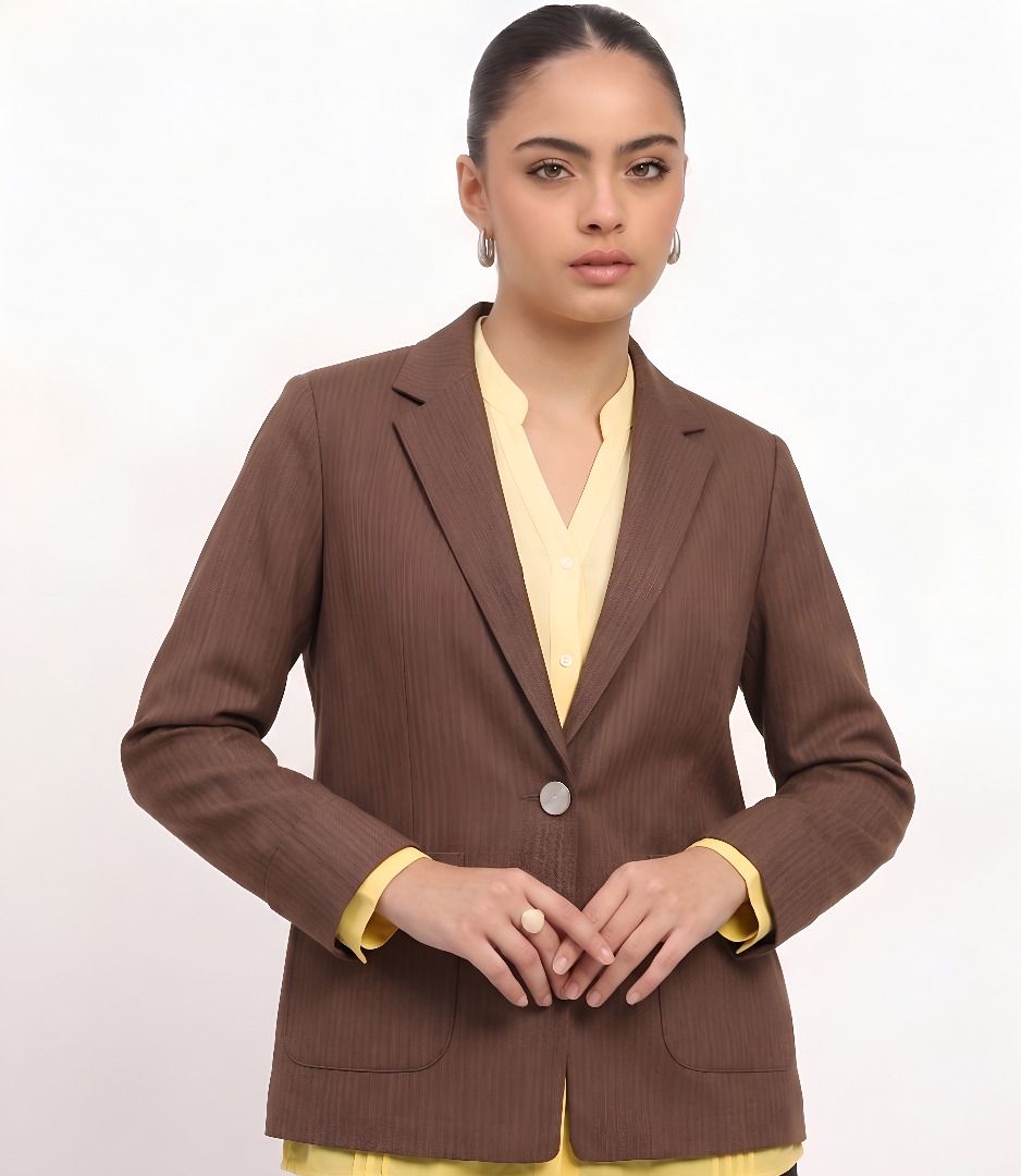 cadmon Women Striped Single Breasted Casual Blazer-picture-14