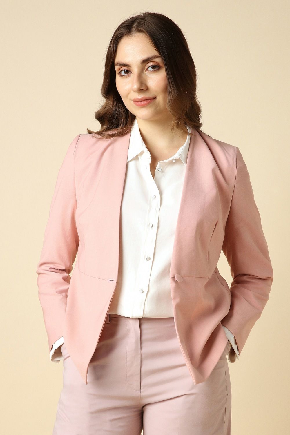 allen solly Women Solid Single Breasted Formal Blazer-picture-14