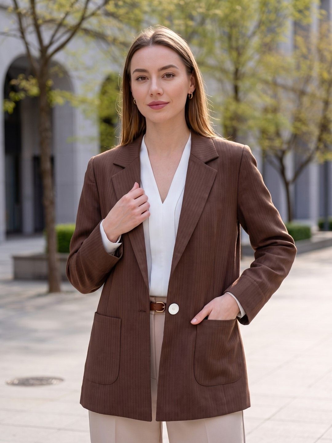 cadmon Women Solid Single Breasted Casual Blazer-picture-37