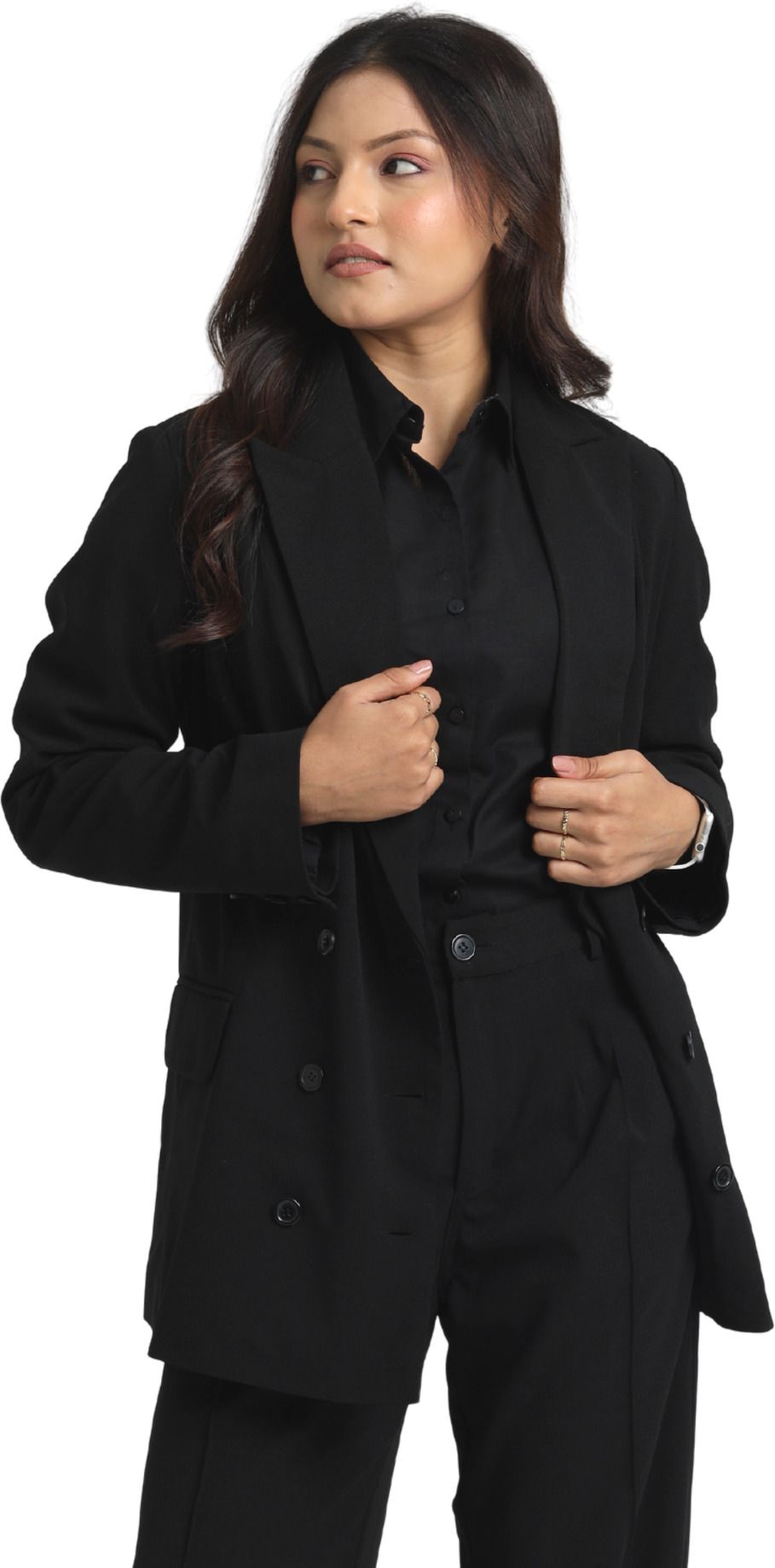 house of professionals Women Solid Double Breasted Formal Blazer-picture-17