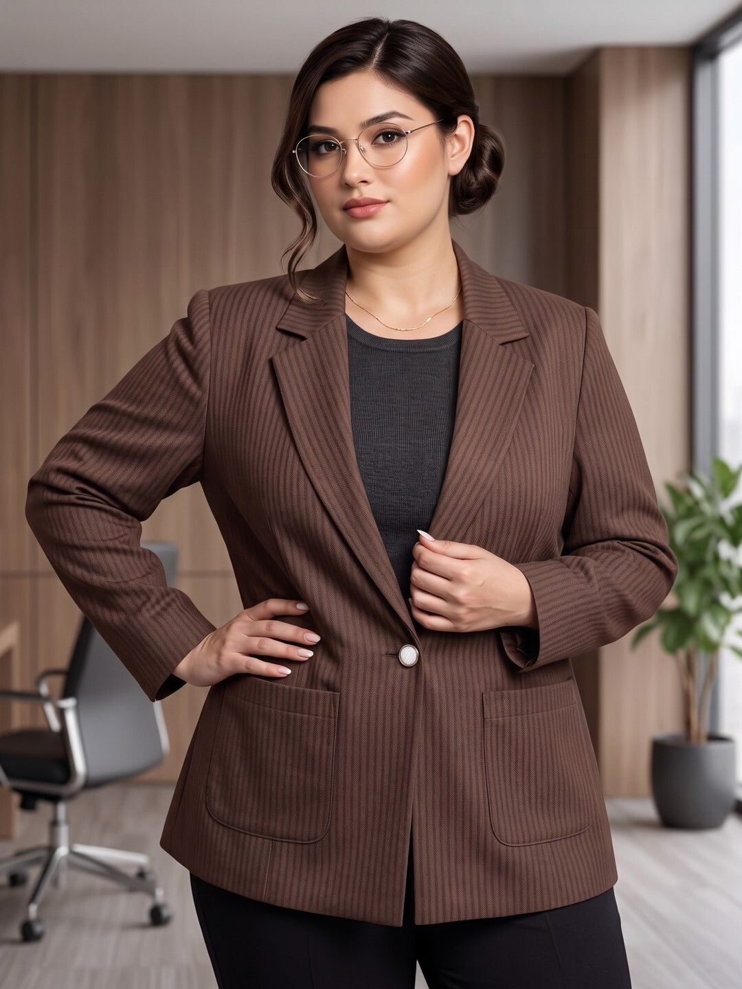 cadmon Women Solid Single Breasted Formal Blazer-picture-23