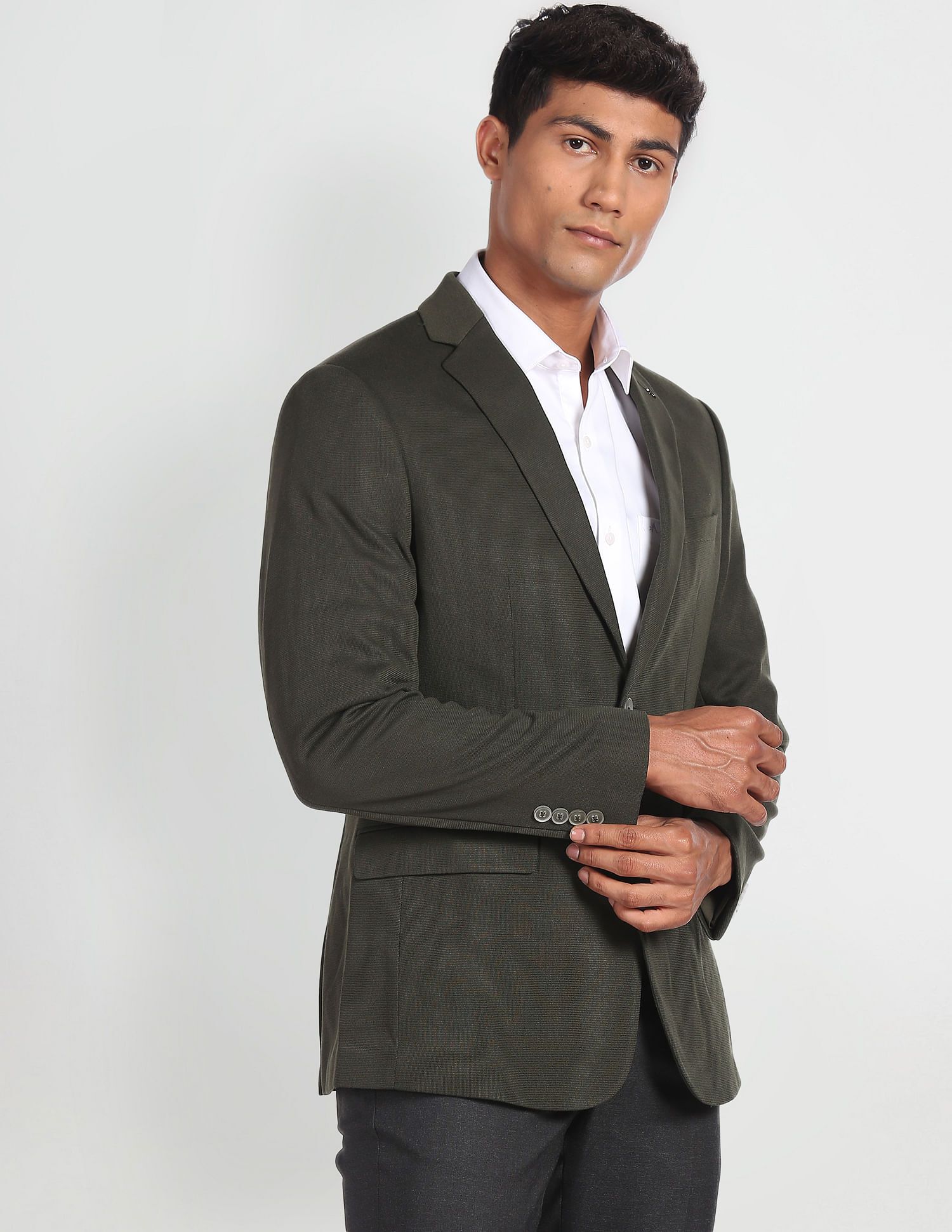 arrow Men Solid Single Breasted Formal Blazer-picture-32