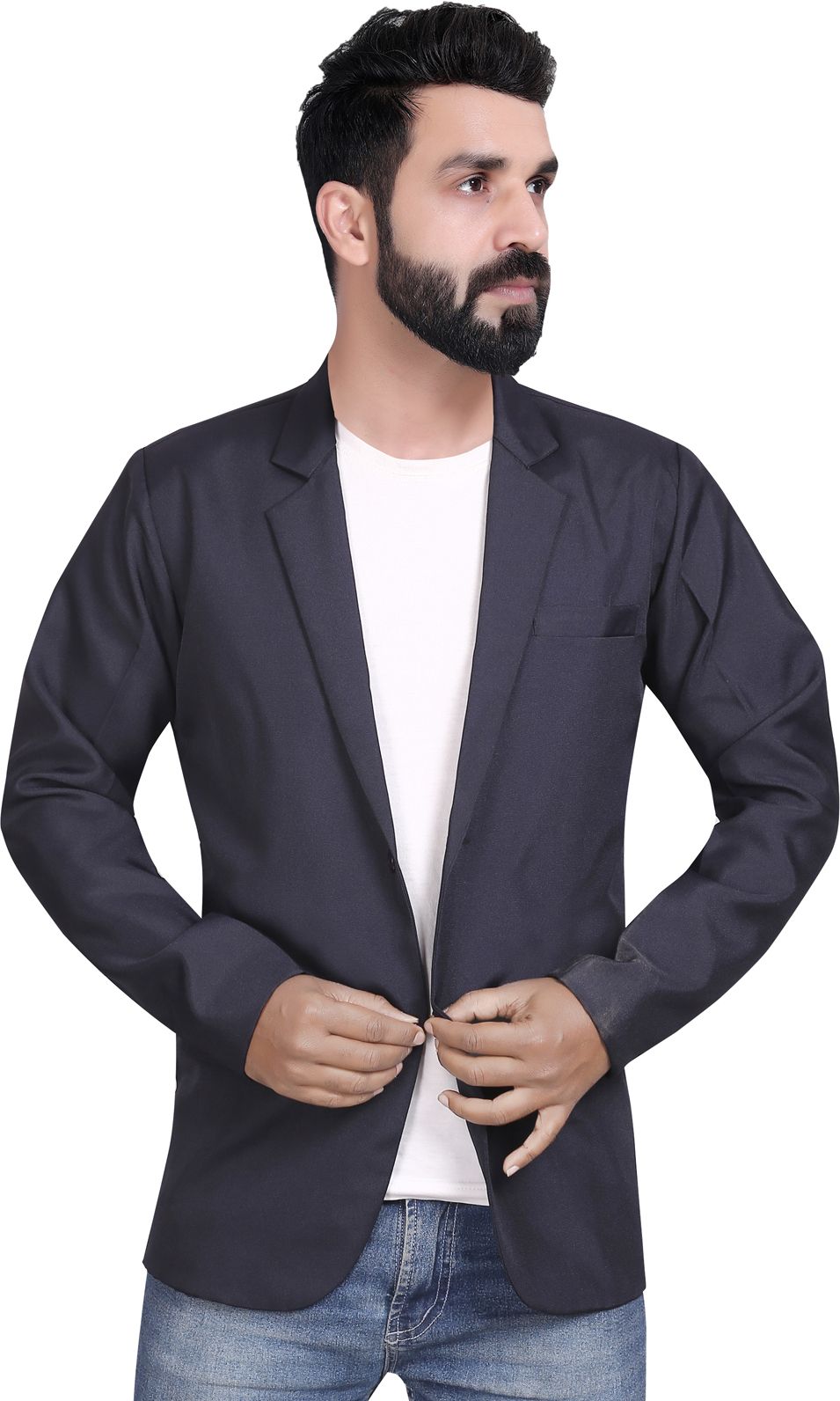 click one Men Solid Single Breasted Casual Blazer-picture-15