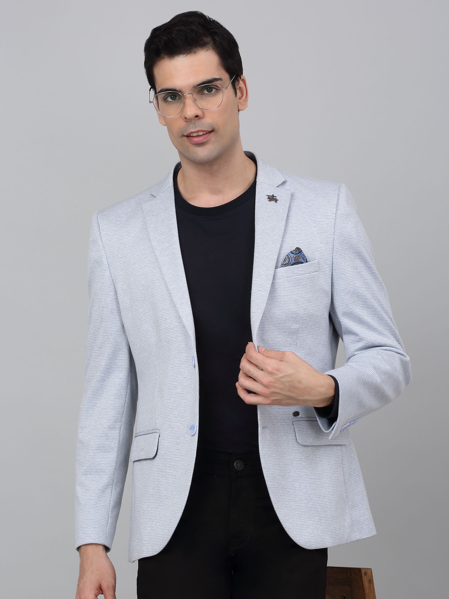 cantabil Men Self Design Single Breasted Casual Blazer-picture-12