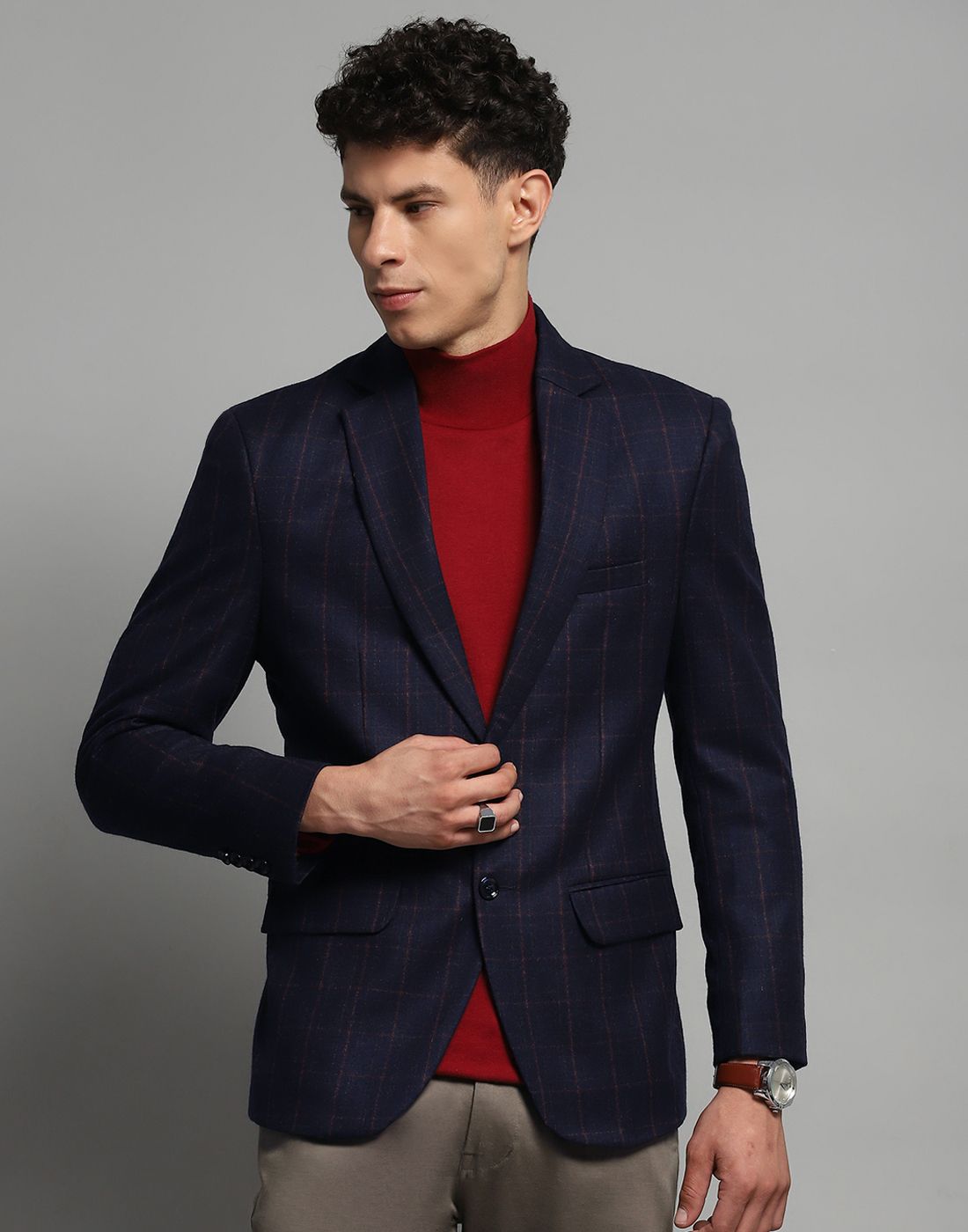 monte carlo Men Solid Mandarin Casual Blazer-picture-27