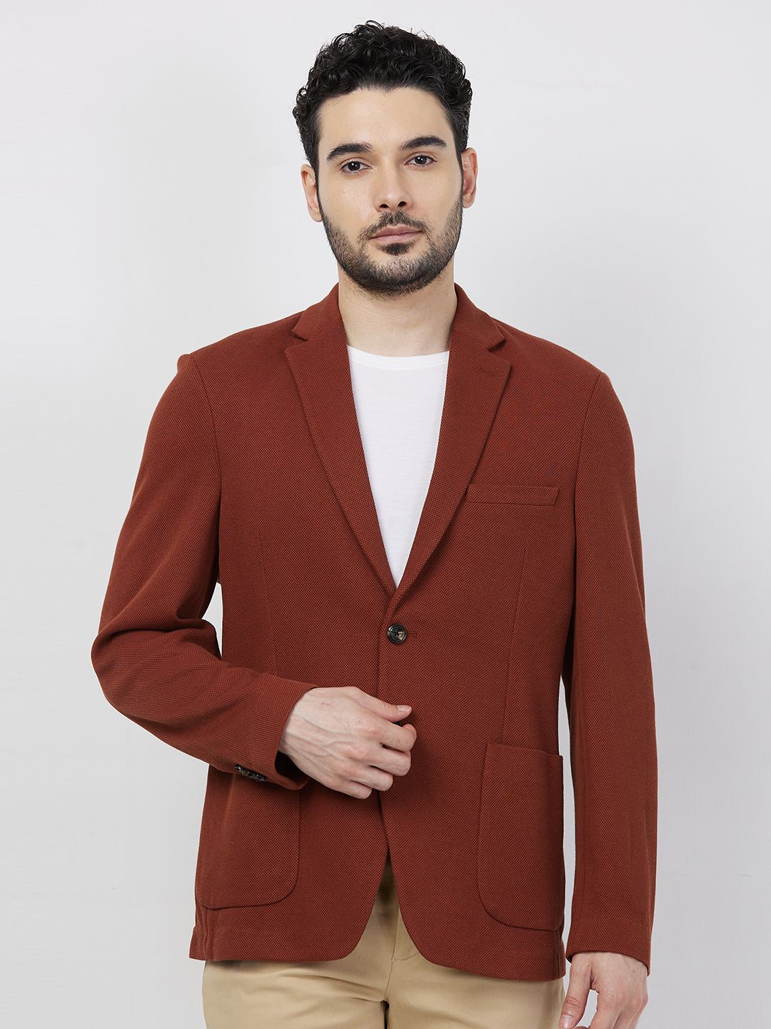 colorplus Men Self Design Tuxedo Style Casual Blazer-picture-25