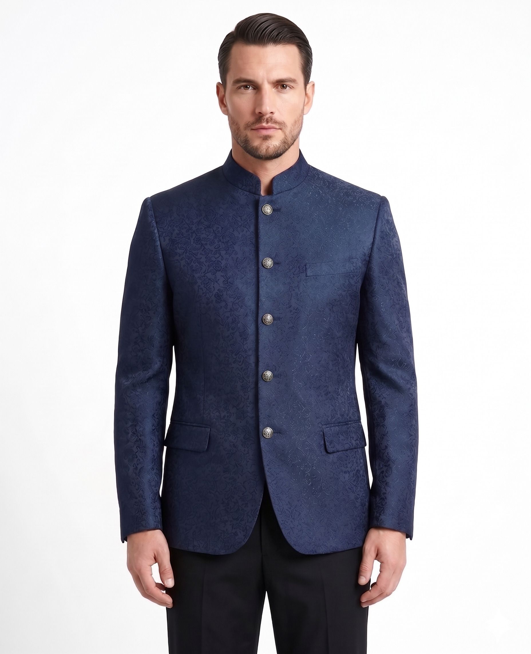 Men Self Design Bandhgala Festive, Wedding, Festive & Wedding Blazer-image-46