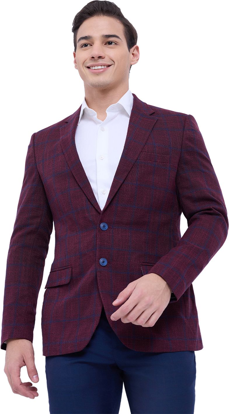 Men Checkered Single Breasted Formal Blazer-image-44