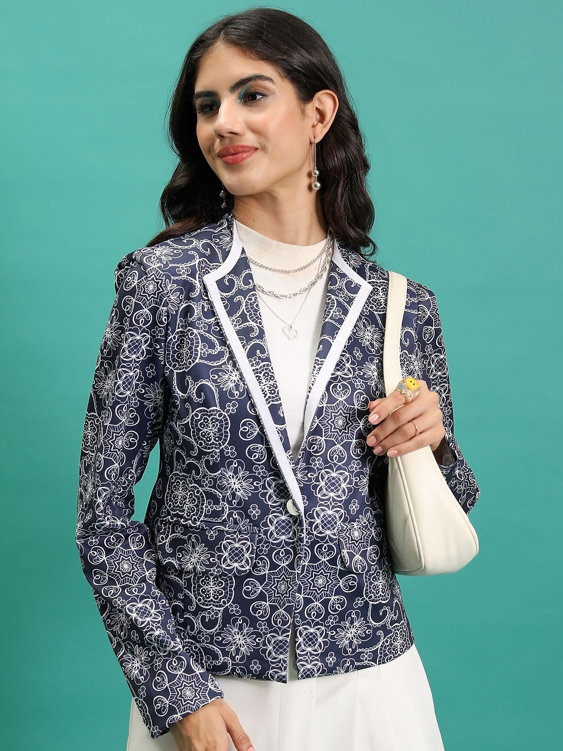 tokyo talkies Women Printed Single Breasted Casual Blazer-picture-37