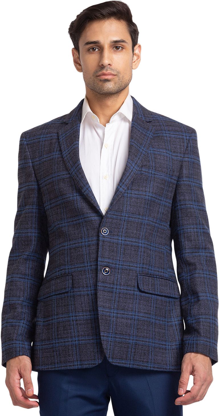 park avenue Men Checkered Single Breasted Formal Blazer-picture-28