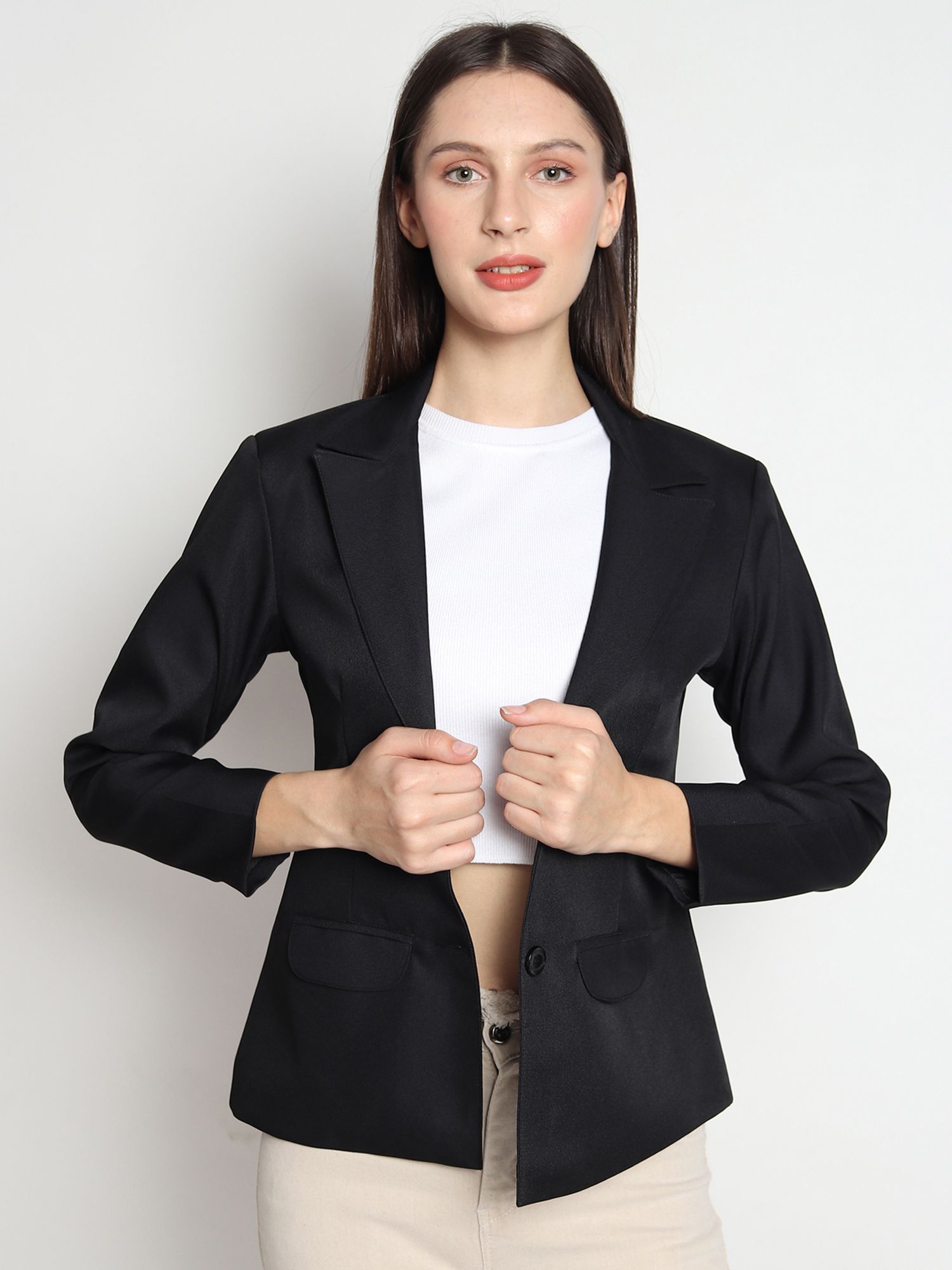 tyffyn Women Solid Single Breasted Formal Blazer-picture-46