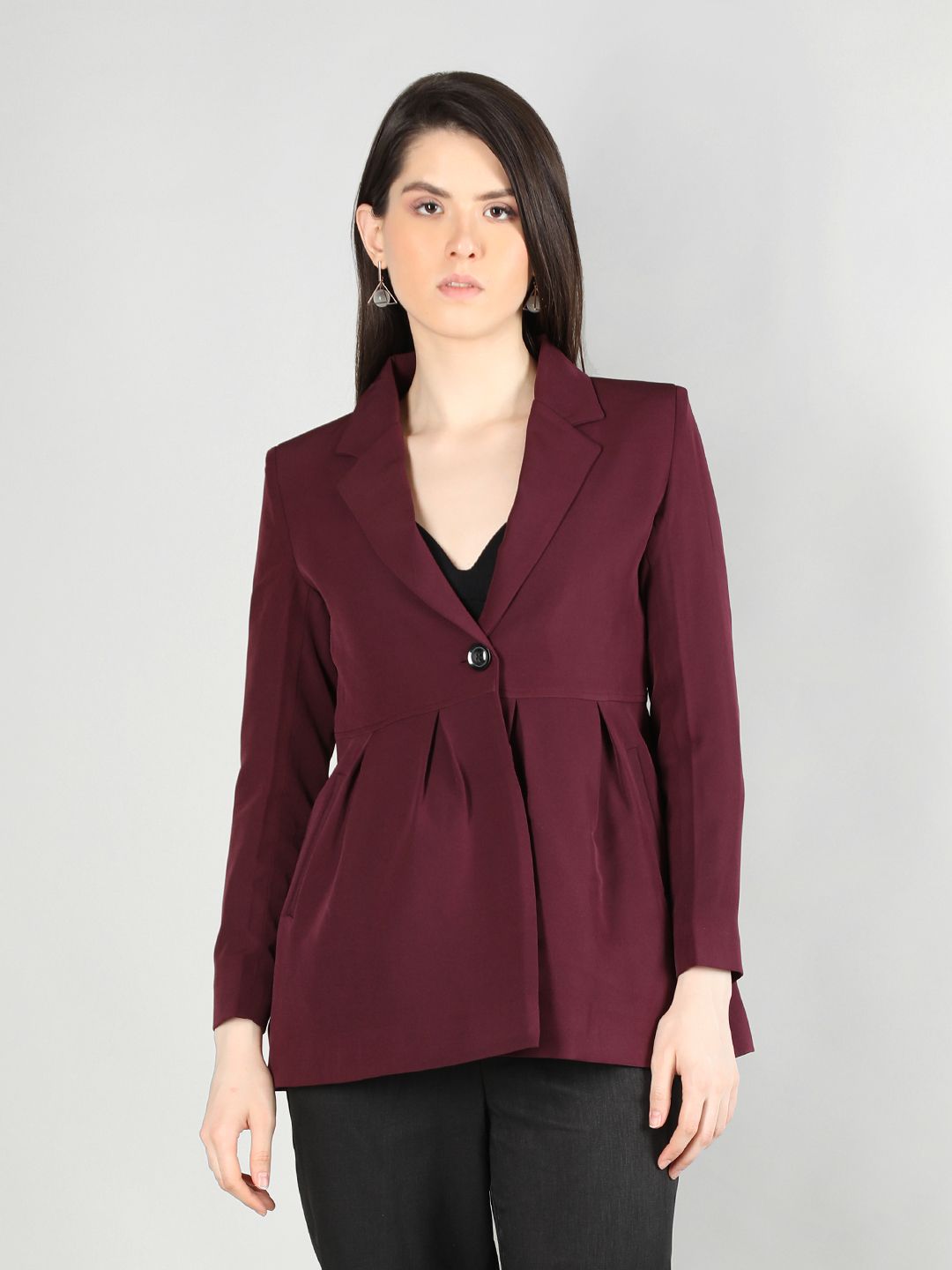 chkokko Women Solid Single Breasted Formal Blazer-picture-31