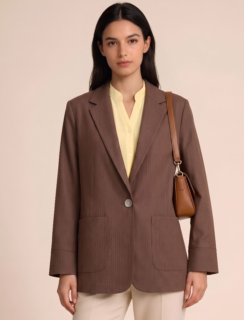 purever india Women Striped Single Breasted Casual Blazer-picture-38
