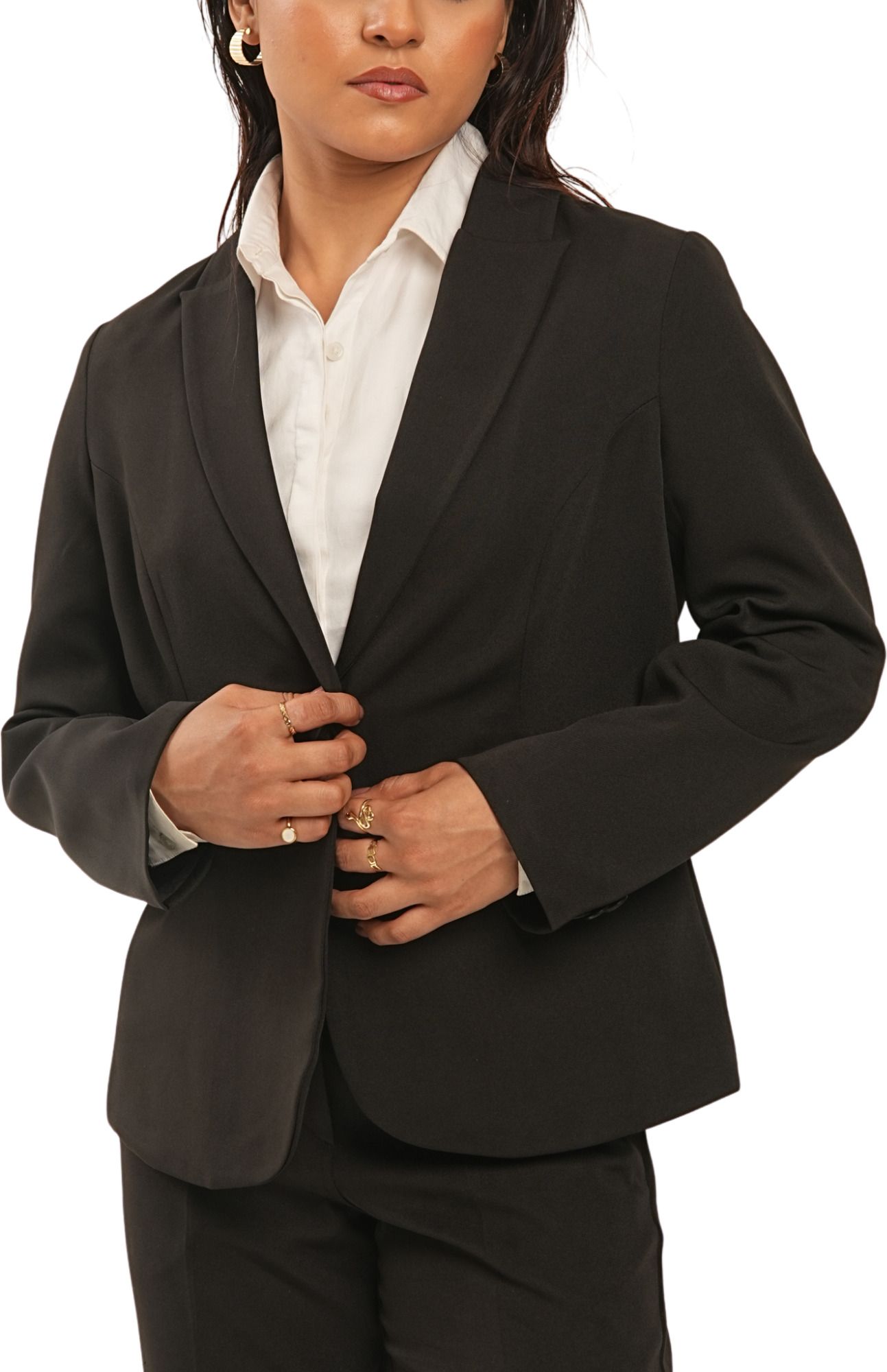 house of professionals Women Solid Single Breasted Formal Blazer-picture-15