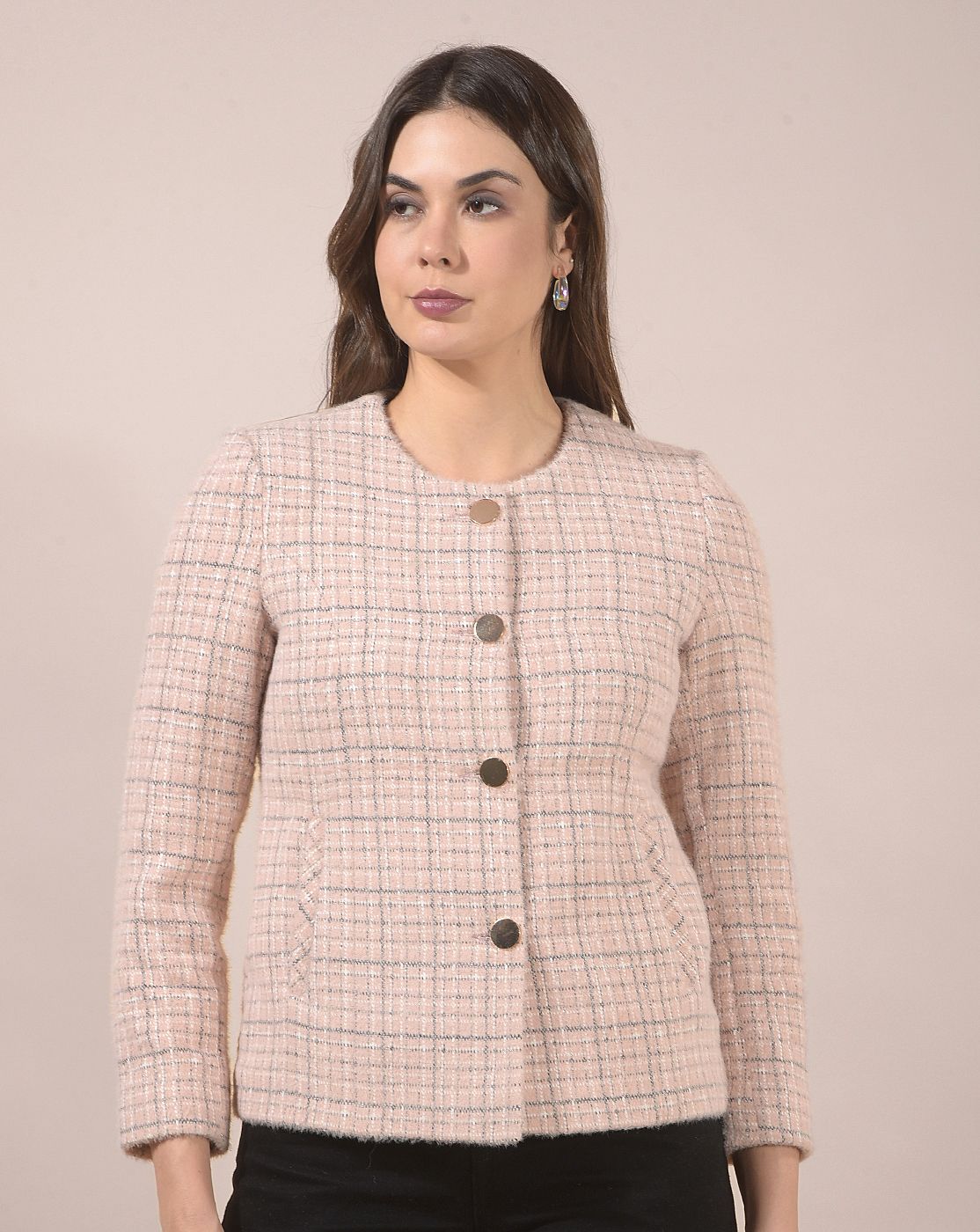 cantabil Women Checkered Single Breasted Casual Blazer-picture-39