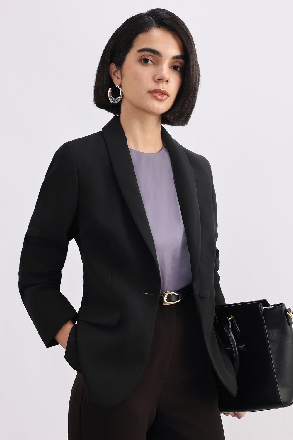 allen solly Women Solid Single Breasted Formal Blazer-picture-44
