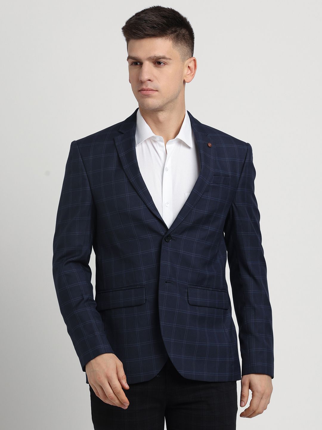 turtle Men Checkered Single Breasted Casual Blazer-picture-13