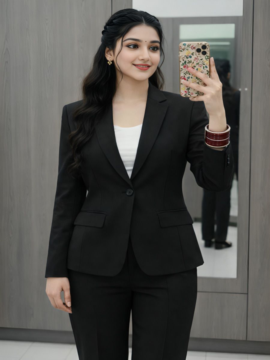 tinz Women Solid Mandarin Casual Blazer-picture-16