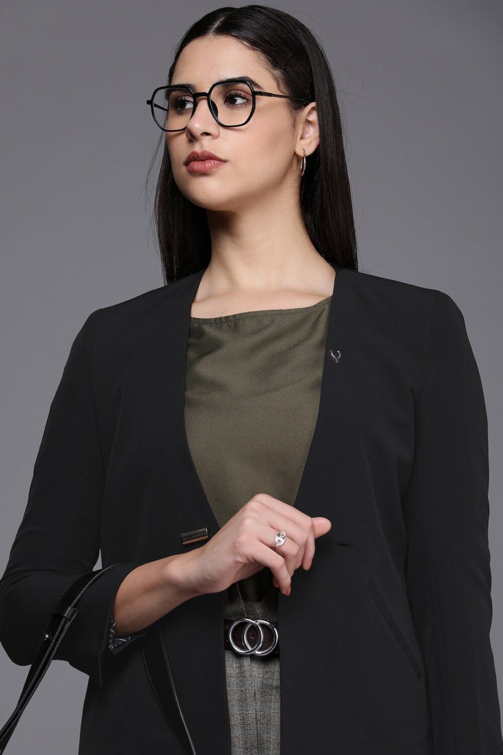 allen solly Women Solid Single Breasted Casual Blazer-picture-29