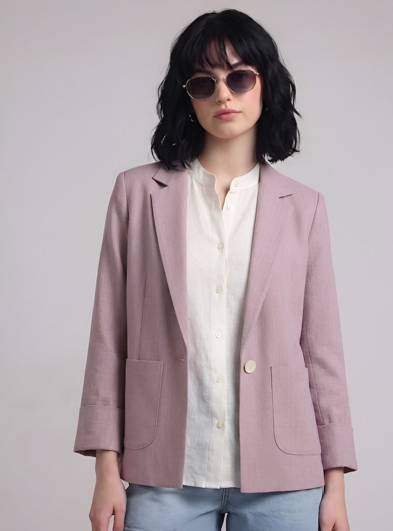 purever india Women Solid Single Breasted Casual Blazer-picture-15