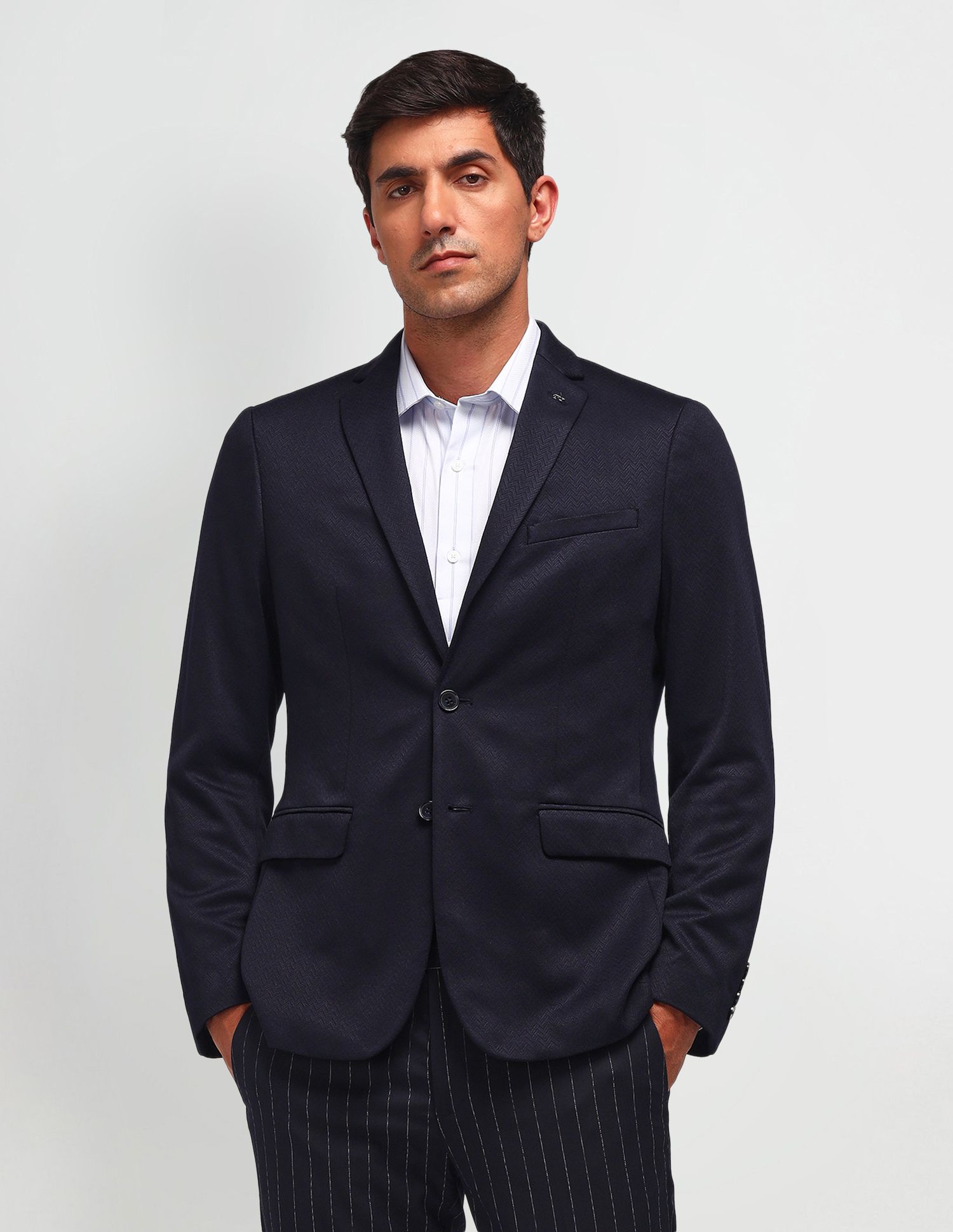 arrow Men Chevron Single Breasted Formal Blazer-picture-13
