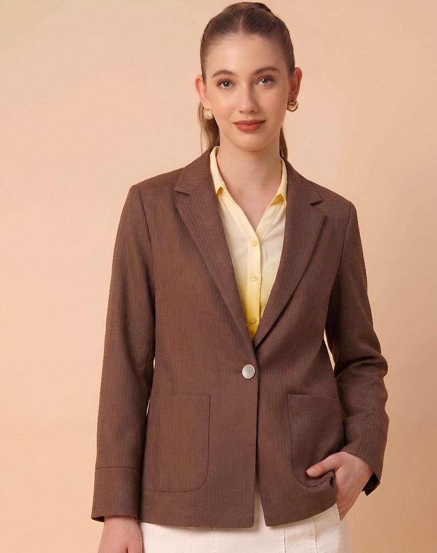 cadmon Women Striped Single Breasted Casual Blazer-picture-47