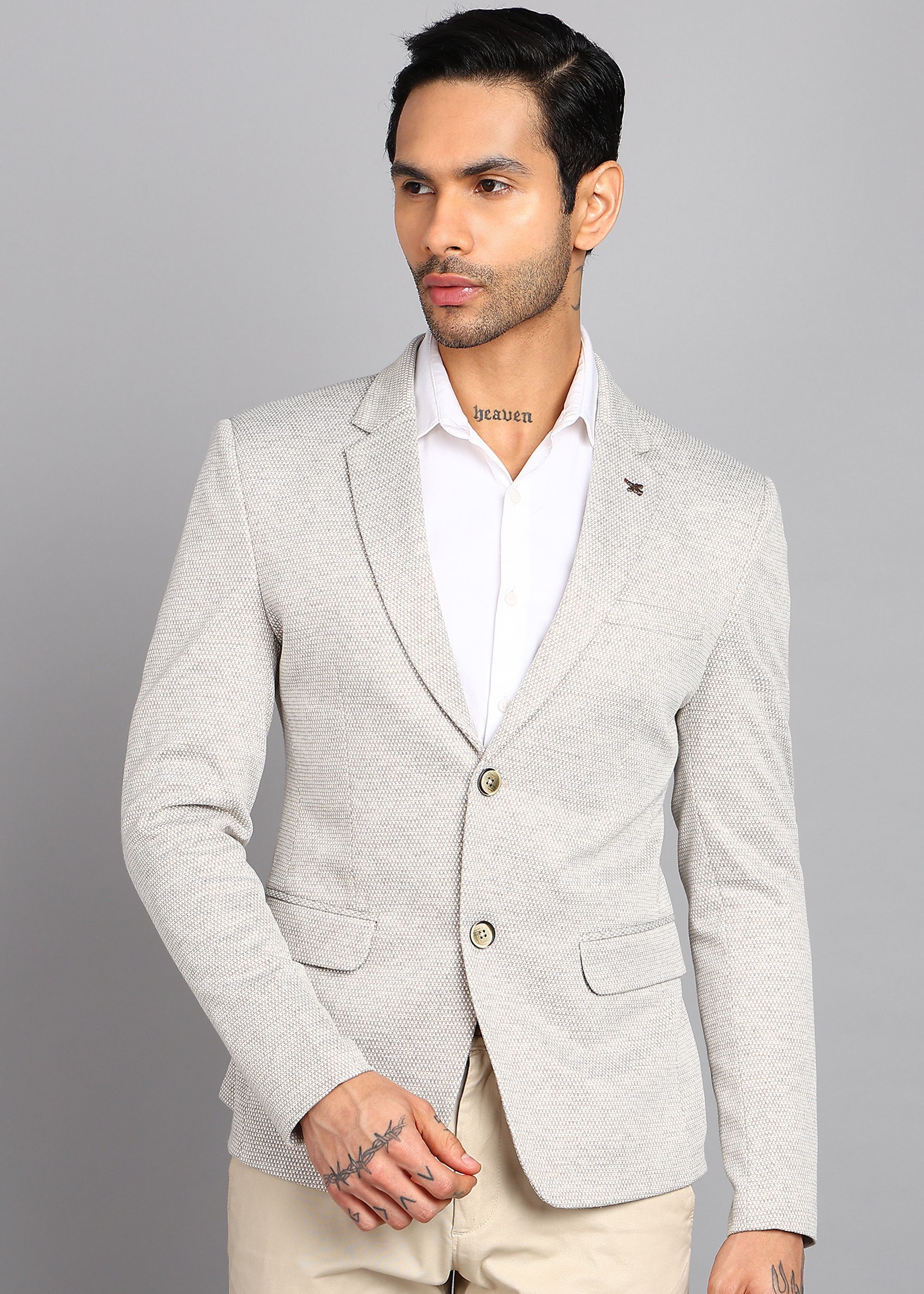 killer Men Self Design Single Breasted Casual Blazer-picture-14