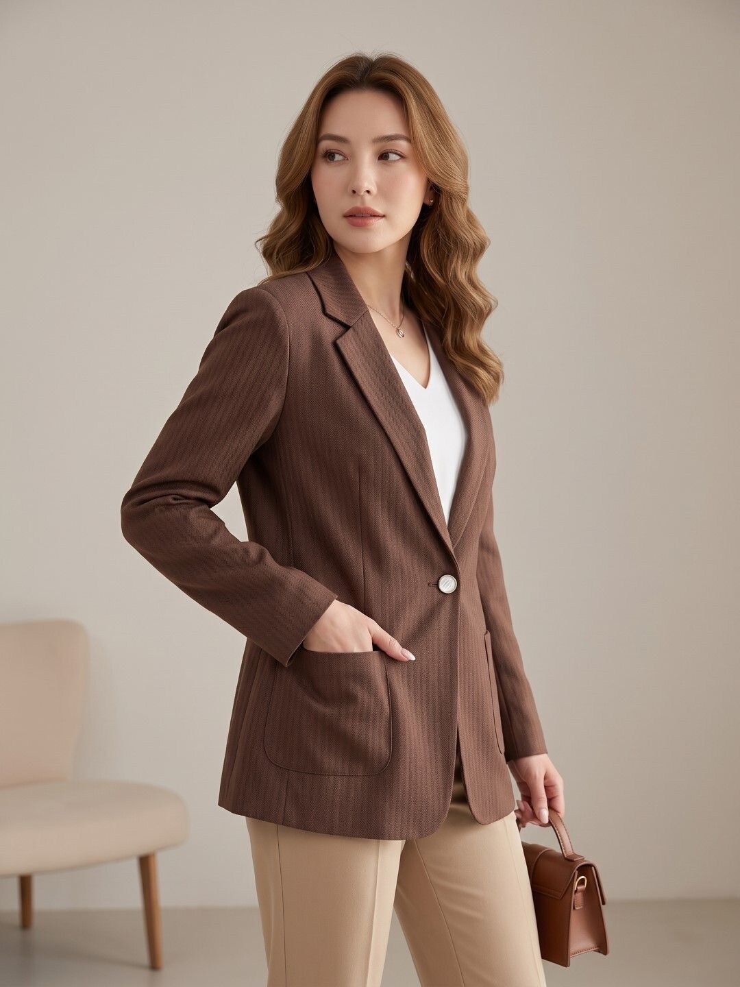 purever india Women Solid Single Breasted Casual Blazer-picture-23