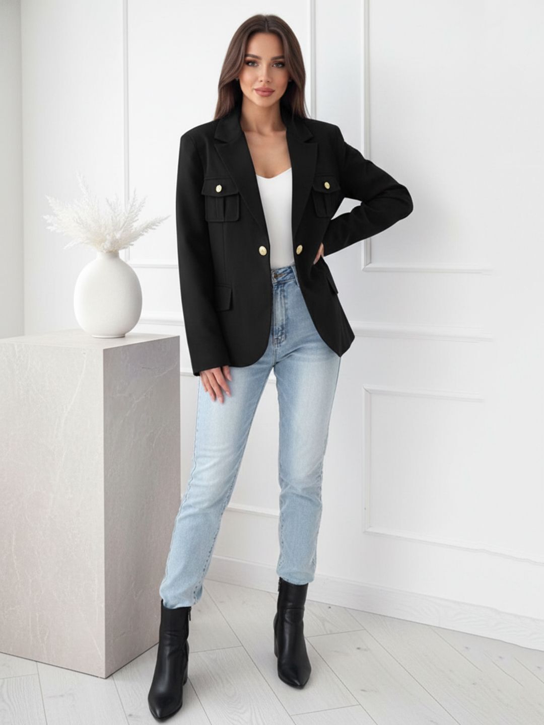 dressberry Women Solid Single Breasted Casual Blazer-picture-13