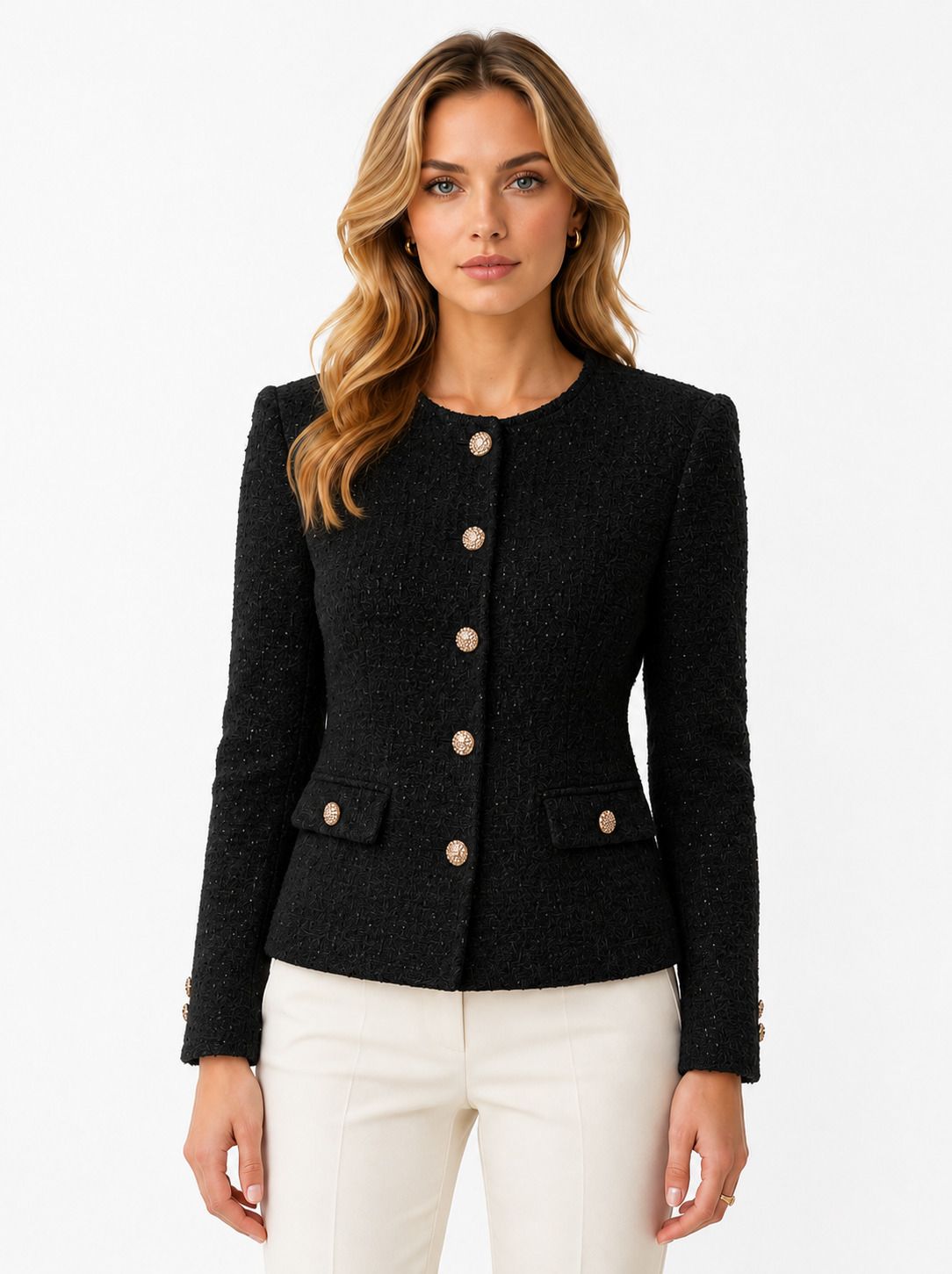 lasoon Women Self Design Single Breasted Casual, Formal, Party Blazer-picture-14