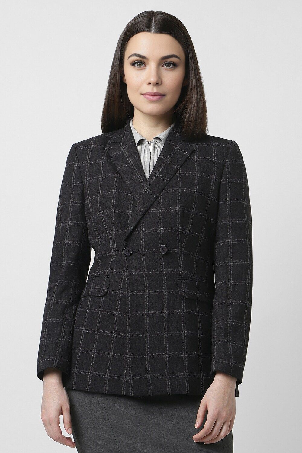 van heusen Women Checkered Single Breasted Formal Blazer-picture-41
