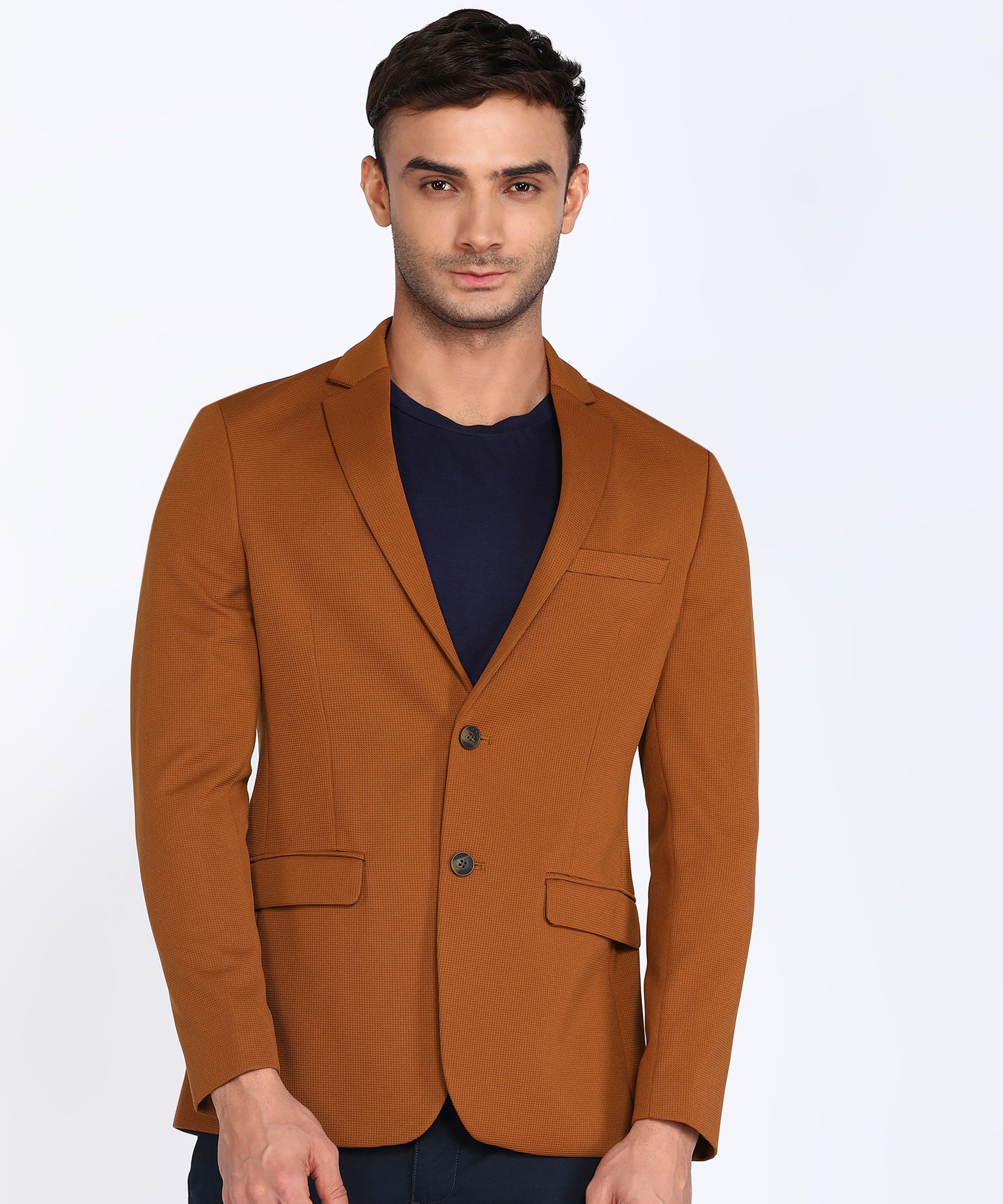 park avenue Men Self Design Single Breasted Formal Blazer-picture-24