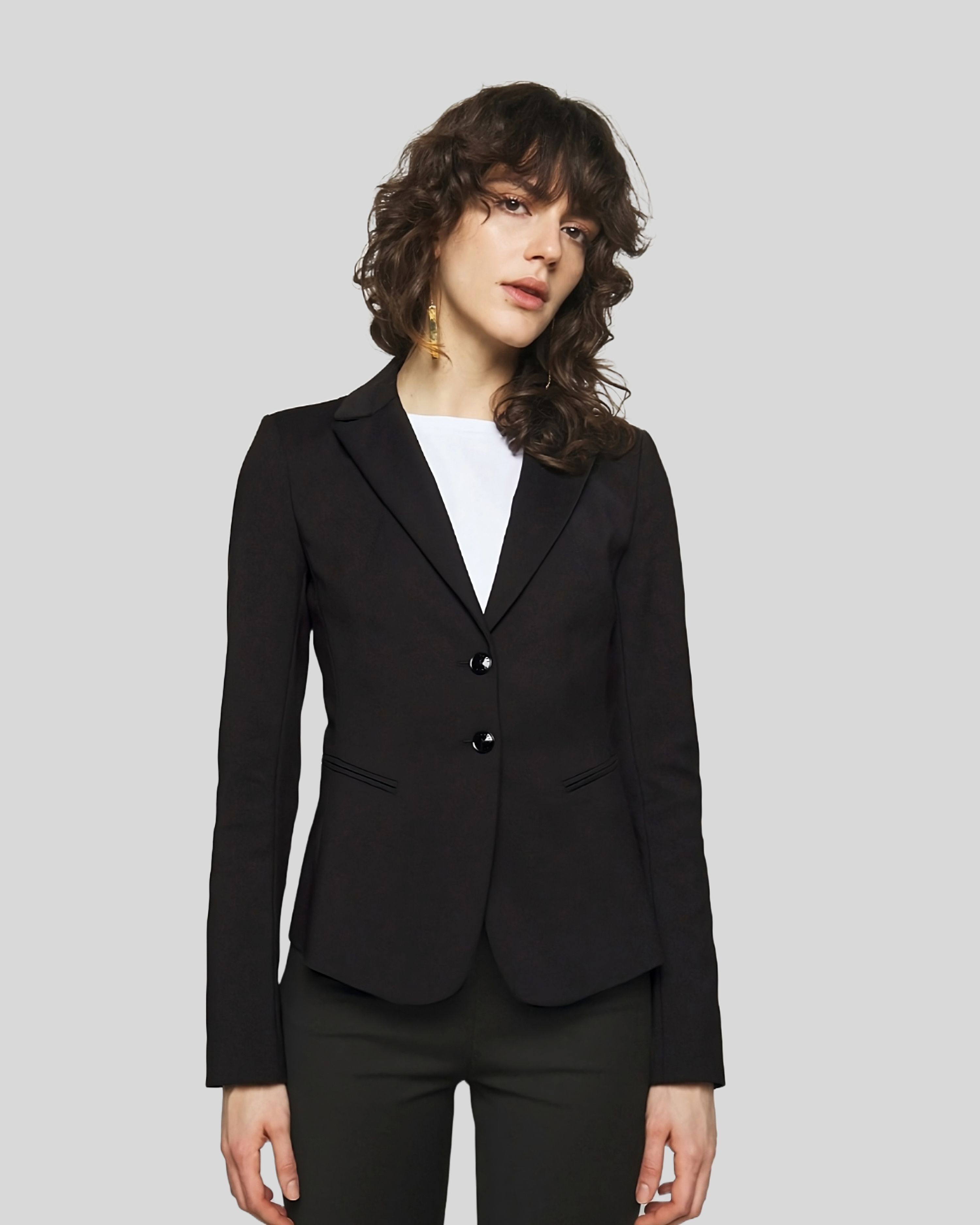 Women Solid Single Breasted Casual Blazer