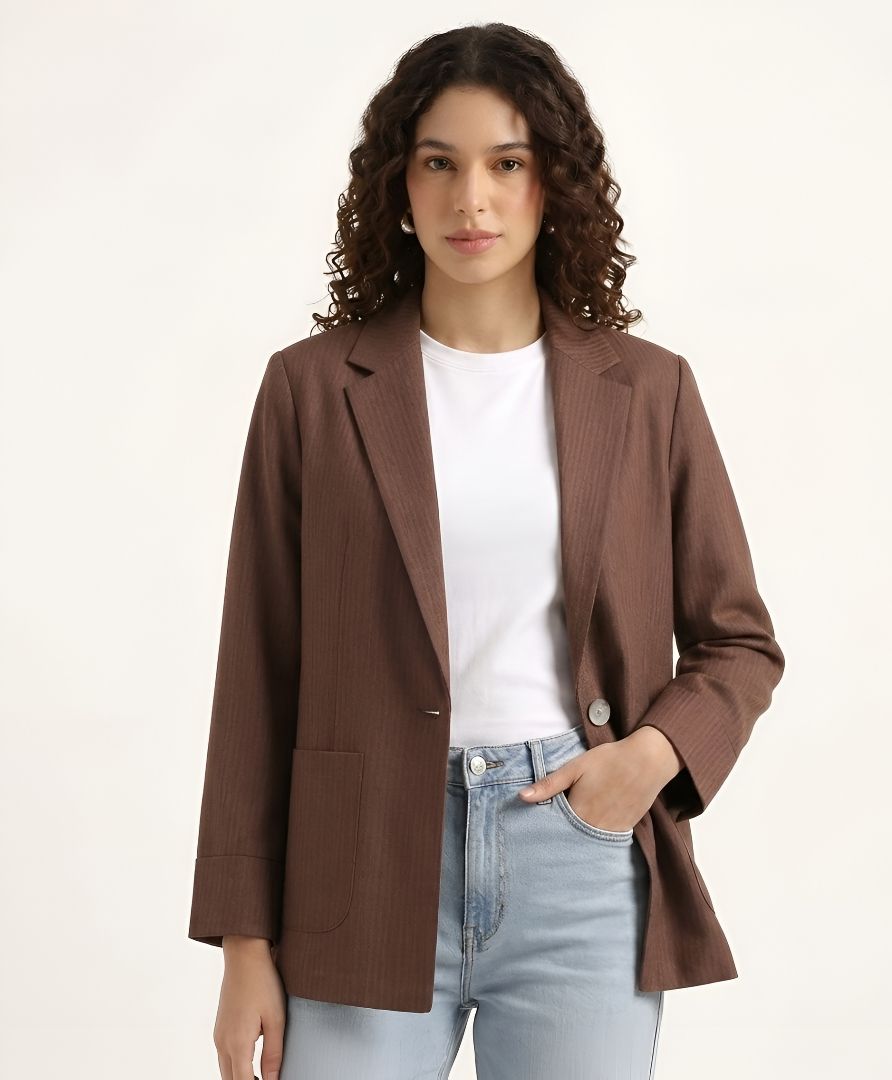cadmon Women Striped Single Breasted Casual Blazer-picture-32