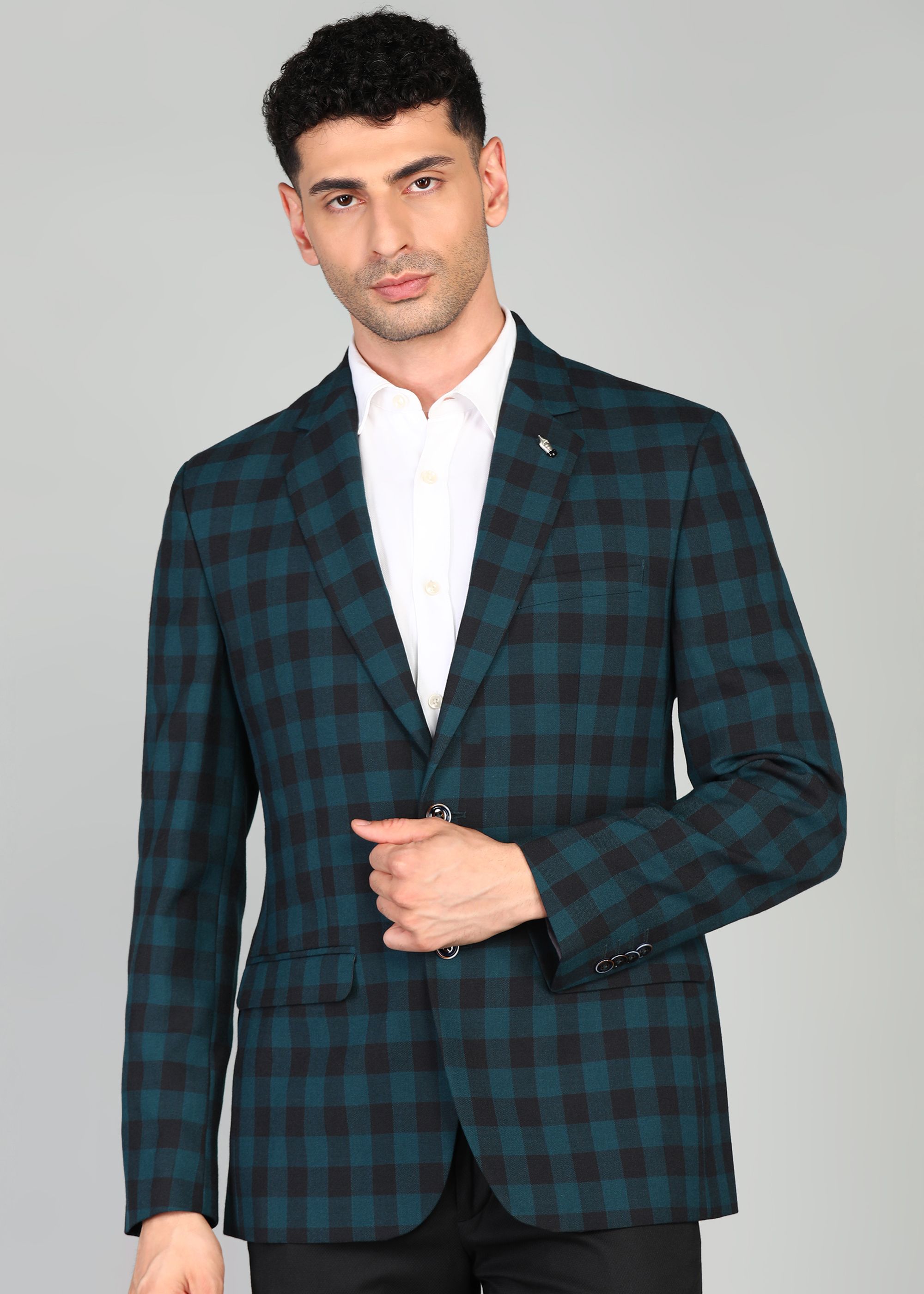 Men Checkered Single Breasted Formal Blazer-image-28