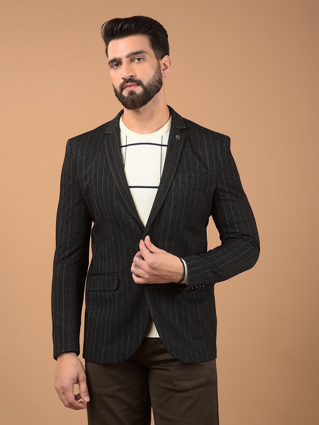 crimsoune club Men Striped Single Breasted Casual Blazer-picture-17