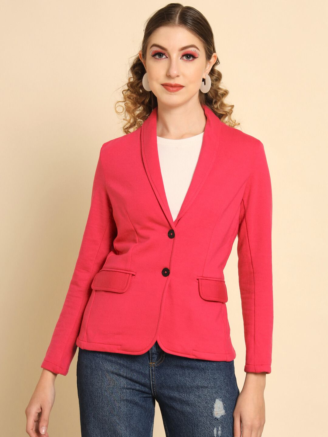 Women Solid Single Breasted Casual Blazer-image-45