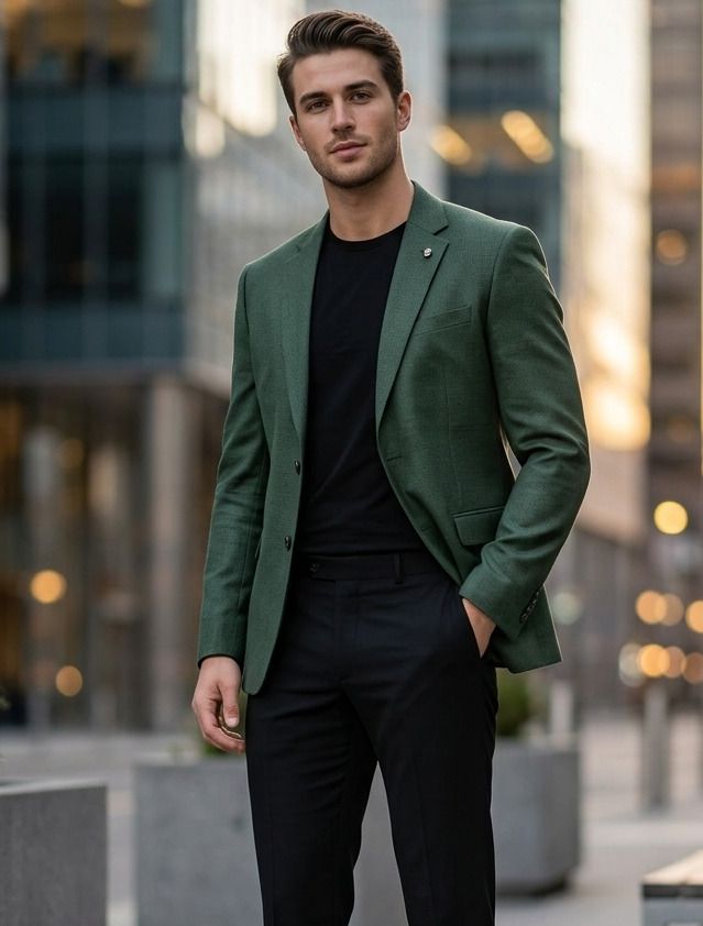 asthetic Men Solid Single Breasted Party, Festive, Formal, Wedding, Casual Blazer-picture-16