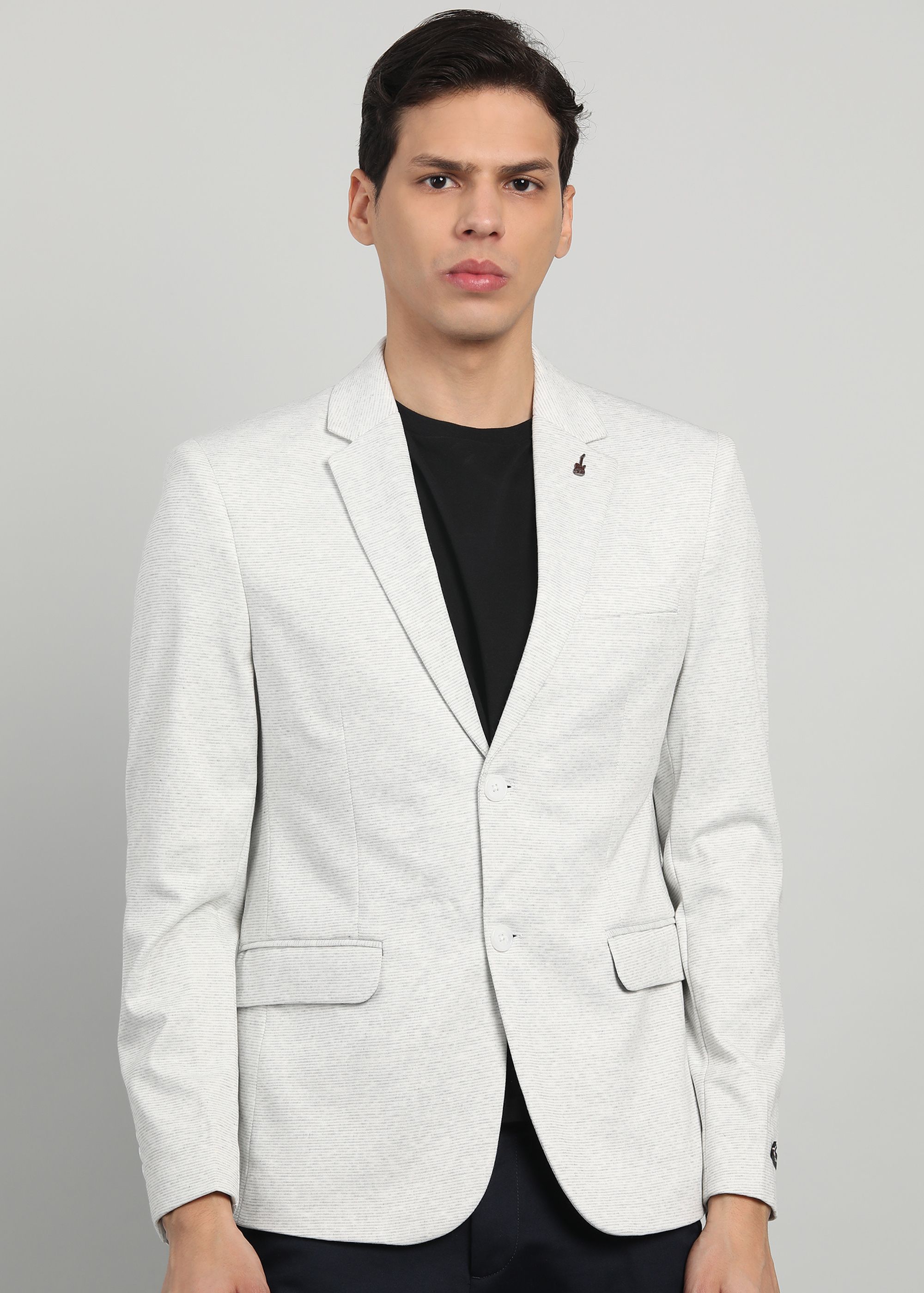 Men Striped Single Breasted Casual Blazer-image-46