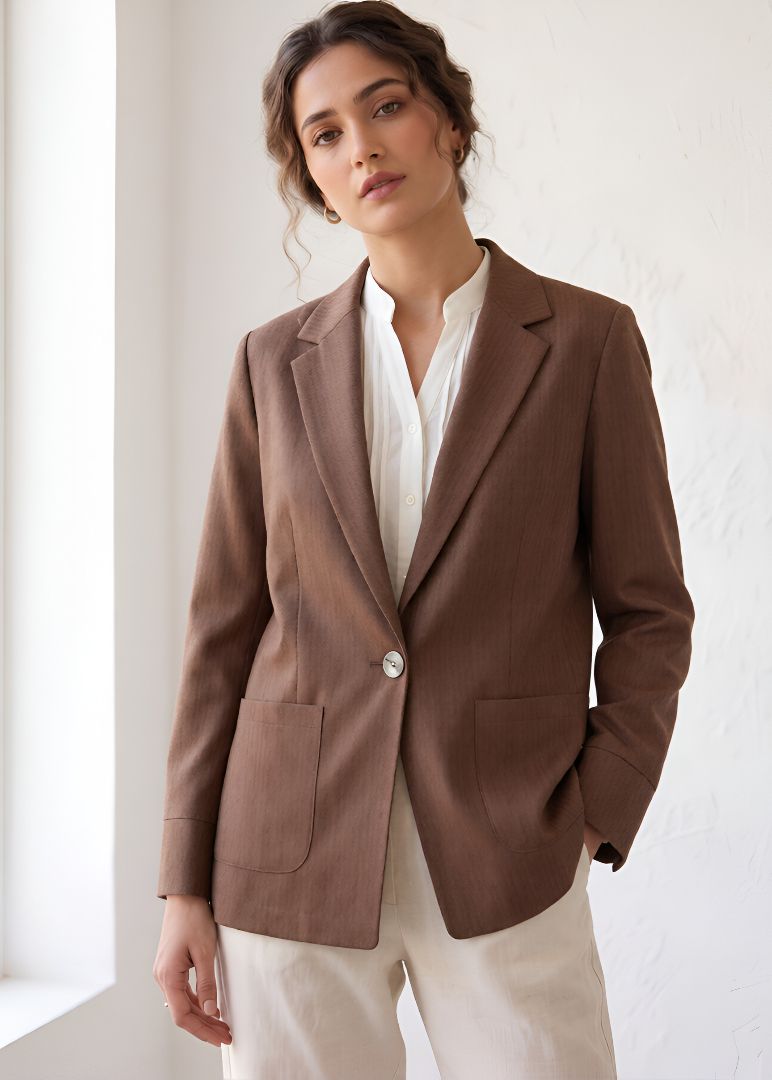 purever india Women Striped Single Breasted Casual Blazer-picture-35